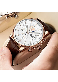 Đồng hồ nam chống nước DIZIZID chính hãng dây da cao cấp - Chạy full 6 kim và lịch ngày - Chống nước tốt - Kim dạ quang - Tặng kèm pin dự phòng DZDT69