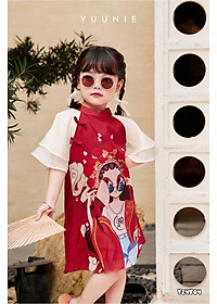 Đầm váy sườn xám áo dài cho bé gái mẫu phiền nương diện lễ tết năm mới size 9-30kg hàng thiết kế