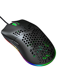 Chuột Quang MACRO HXJS J900 RGB Bề Mặt Lưới Xuyên Thấu Cực Đẹp DPI 6400 - Hàng chính hãng