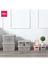 Giỏ Nhựa Đựng Đồ Đa Năng Có Nắp Đậy Cao Cấp Deli - Đựng Sách Vở Đồ Cá Nhân Mỹ Phẩm Quần Áo Chăn Gối Ga Mền - Nhiều Size, Kích Cỡ Lớn Nhỏ , Có Tay Cầm, Phong Cách Nhật Bản Đơn Giản, Tiện Dụng, Vật Liệu An Toàn