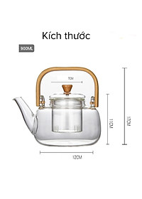 Ấm pha trà thủy tinh quai gỗ 900ml - ANTH682