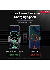 Bộ đế giữ điện thoại dùng trên xe hơi Baseus Light Electric Holder Wireless Charger 15W (tích hợp sạc nhanh không dây 15W và cảm biến tự động nhận diện thiết bị) LV637-BK [Hàng Chính Hãng]