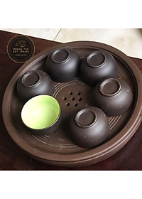 Bộ Ấm Chén Trà Đạo Gốm Tử Sa Bát Tràng Đắp Nổi Hoa Phù Dung Dáng Thủy Bình Dung Tích 400ml (Bộ Ấm Chén) ATSML 02.2