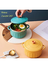 Bát úp mì - Bát ăn mì tôm inox 2 lớp cách nhiệt hình chiếc nồi có nắp đậy
