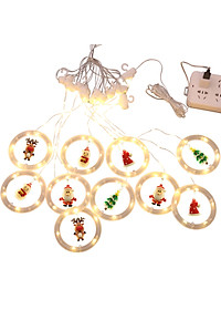 Dây LED Rèm Trang Trí Giáng Sinh 10 Chi Tiết Ngang 3m