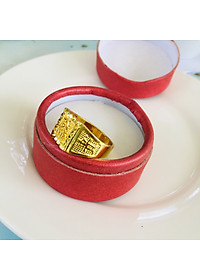 Combo Nhẫn nam Phong Thủy kèm Hộp đựng lót Nỉ, Khắc Chữ CÁT TƯỜNG, Chữ PHÁT, Chữ LỘC, Hợp Kim không rỉ, mạ vàng 18K, Size Nhẫn 18, Phù Hợp Nam Từ 55 – 80kg