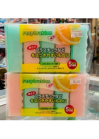 Set 05 miếng mút rửa chén bát (trộn màu ngẫu nhiên) - Hàng nội địa Nhật Bản.
