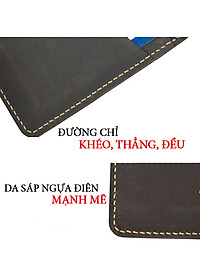 Ví đựng thẻ da bò sáp ngựa điên Crazyhorse V117 cao cấp, card holder da thật, đường chỉ may tinh tế, ví mini nam nhỏ gọn, đựng thẻ tiện lợi, fullbox, thương hiệu Bụi leather chuyên đồ da thật