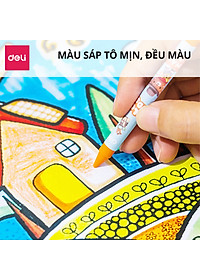Bút sáp màu Colorkids Deli - Hộp màu sáp 10 màu, tăng kích thước bút, không độc hại, tô màu cho bé