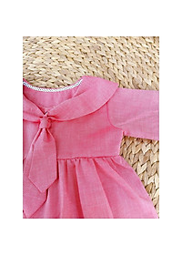 Đầm Meiko Hồng Lá Sen Nơ Cổ Hồng Cho Bé Gái SoraChan - M066