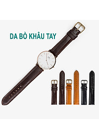 Dây đồng hồ da bò Bụi Leather D101- Da thật khâu tay thủ công cao cấp - Bảo hành 12 tháng