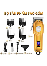 Tông đơ cắt tóc chuyên nghiệp KEMEI KM-802 công suất mạnh mẽ 10W có màn hình LCD hiển thị thông minh, sử dụng sạc USB sạc nhanh pin trâu 3h, tăng đơ, tondor dùng cho gia đình, salon tiệm tóc barber - hãng phân phối chính thức