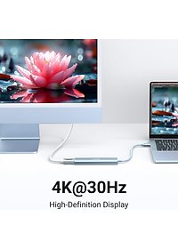 Cáp chuyển USB-C sang HDMI + PD 100W + 3 x USB 3.0 Ugreen 35581 - Hàng chính hãng
