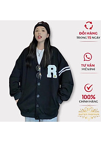 Áo khoác Cardigan Nữ Form rộng Fashion Họa Tiết Chữ R Nổi Siêu Xinh