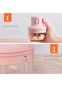 Máy Xay Tỏi , Máy Xay Thức Ăn Đa Năng Tiện Dụng - Pin Sạc Tích Điện - Dung Tích 250ml - Energy Green Lighting