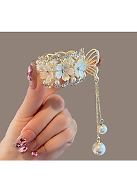 Kẹp tóc đuôi ngựa đính đá sang trọng - Kẹp tóc đuôi ngựa hoa hồng - Kẹp tóc đuôi ngựa ngọc trai