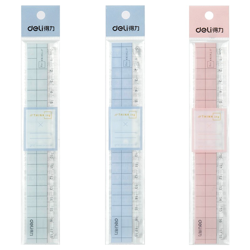 Thước kẻ 18cm Deli - Thước kẻ nhựa học sinh có một viền zigzac lượn sóng - Màu ngẫu nhiên pastel caro xinh xắn - 1 chiếc - 6235