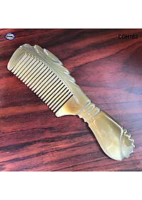 Lược sừng xuất Nhật (Size: M- 16cm) COH162 - Lược chuôi khía họa tiết đẹp - Chăm sóc tóc