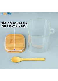 Hủ thủy tinh đựng hạt nắp gỗ tre có muỗng HOBBY Home Decor LTT1 có 3 size tùy chọn loại nắp kín