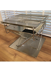 Bếp nướng than than hoa inox đồ cắm trại Campingmoon campoutvn MT35 du lịch dã ngoại xếp gọn có túi kèm theo dùng 8-10 người ăn A015