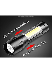 Đèn pin mini siêu sáng bỏ túi 2in1 có zoom xa gần kèm hộp đựng- Hàng chính hãng 
