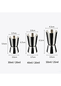 Ly Định Lượng Inox 2 Đầu - Combo 3 ly (20/30 - 20/40- 25/50 c.c). Dụng cụ pha chế dùng định lượng pha Cocktail