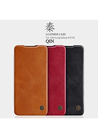 Bao da dành cho Samsung Galaxy A72 hiệu Nillkin Qin Chất liệu da cao cấp, có ngăn đựng thẻ, mặt da siêu mềm mịn - Hàng chính hãng