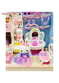 Hộp đồ chơi ngôi nhà búp bê - ngôi nhà của thỏ - phòng ngủ - bàn trang điểm