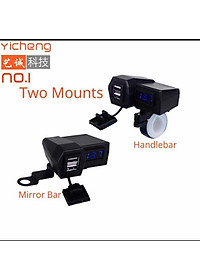 Bộ sạc điện thoại trên xe máy kèm đồng hồ báo vôn ắc quy 2in1 gắn chân gương mẫu mới loại tốt lắp các xe