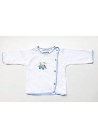Áo sơ sinh bác sĩ dài tay cúc lệch viền màu cho bé BB01