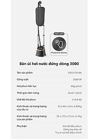 Bàn Ủi Hơi Nước Trụ Đứng Philips STE3170 /80 Có Cầu Ủi StyleBoard nghiêng, Premium (2000W) - Hàng Chính Hãng