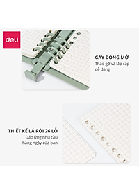 Sổ Còng Nhựa Sổ Tay A5 B5 Bìa Nhựa Cứng 80gsm 120 Trang Có Thể Thay Lõi Sổ Ruột Sổ Nhiều Size Deli - Phù Hợp Làm Sổ Kế Hoạch Planner, Nhật Kí, Tập Vở Ghi Chép Bullet Journal - GHA560 GHB560