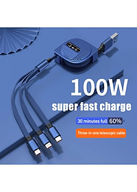 Dây Cáp Sạc nhanh 6A 100W 3 Trong 1 Rút Được gọn tiện lợi Cho Huawei Honor Xiaomi Samsung - miếng lót chuột