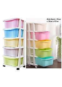 Tủ Đa Sắc 5 Tầng Có Bánh Xe Di Chuyển Tiện Lợi- Tủ Đựng Đồ Dùng Gia Đình - Hàng Chính Hãng MINIIN
