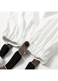 Bộ quần áo sơ sinh bé trai cao cấp, phong cách công tử, sơ mi cộc tay & quần dây đeo, áo cotton mịn mát, quần vải thô dày dặn | MB11