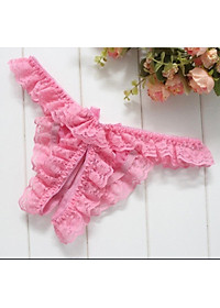 Quần lót viền ren xẻ đáy - Màu hồng