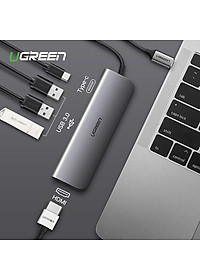 Cáp Chuyển Hub Ugreen 5 In 1 USB Type C Sang HDMI + USB 3.0*3 + PD Ugreen 50209, 70495 hàng Chính Hãng