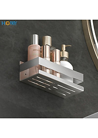 Kệ đựng đồ phòng tắm inox 304 xước dán tường Hobby home decor KCNX có keo dán