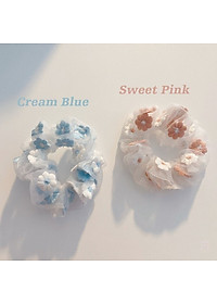 Dây buộc tóc - Scrunchies hoa thêu mẫu mới hàng đẹp HD63