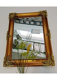 Gương soi Kibath khung màu vàng đồng kT 60x80 cm, KB-134
