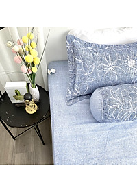 Bộ ga giường  KBedding by Everon KMTP 111 Microtencel Xanh in hoa (4 món)