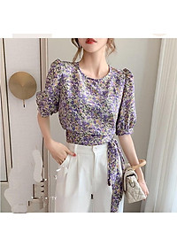 Áo kiểu họa tiết hoa nhí sang trọng, 2 màu thích hợp mặc công sở hoặc dạo phố