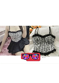 Áo 2s hai dây khuy ngọc phối ren có đệm ngực