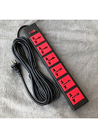 Ổ Cắm 6 Lỗ 3 Chấu Dây 2 Mét Điện Quang ĐQ ESK 2BR 63ECO - Đen Đỏ
