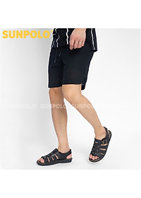 Xăng Đan Quai Ngang, Giày Sandal Nam Da Bò SUNPOLO SDA006 (Đen)