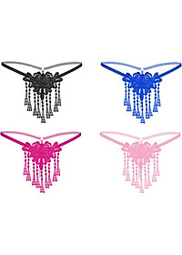 Quần lót nữ kết hoa đính kèm hạt lọt khe gợi cảm - Màu đen