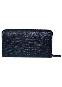 Ví nữ Huy Hoàng da bò cao cấp vân nhỏ 1 khóa màu đen HC3170