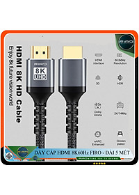 Nơi bán Cáp HDMI 2.1 8K 60Hz/48Gbps - Dây HDMI FIRO ATMOS Dài 5 Mét - Dây Cáp HDMI 2.1 8K/60Hz/48Gbps - 4K/120Hz - 2K/144Hz - Dài 5 Mét Lõi Dù Dùng Cho Tivi/ Laptop/ Máy Tính/ Playsta