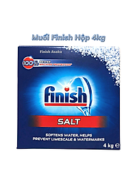Combo rửa bát Finish: Muối hộp 4kg, Bột Classic can 2,5kg, Nước Làm bóng 750ml - Chính Hãng.