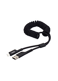 Cáp sạc nhanh 2A Baseus Fish Eye Spring dây dù dạng xoắn tiện lợi dài 1M cho iPhone/iPad ( 2 màu ) - Hàng chính hãng